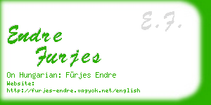 endre furjes business card