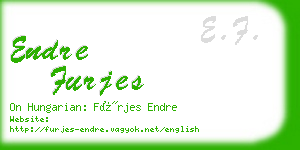 endre furjes business card